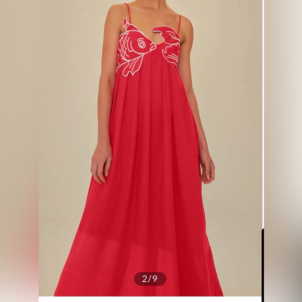 Farm Rio (knock off) Red Koi Dress (M) - Picture 2 of 12